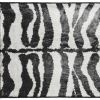 2' X 3' Black and White Zebra Print Shag Handmade Non Skid Area Rug