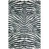 8' X 10' Black and White Zebra Print Shag Handmade Non Skid Area Rug