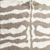 2' X 8' Mocha and Cream Zebra Print Shag Handmade Non Skid Runner Rug