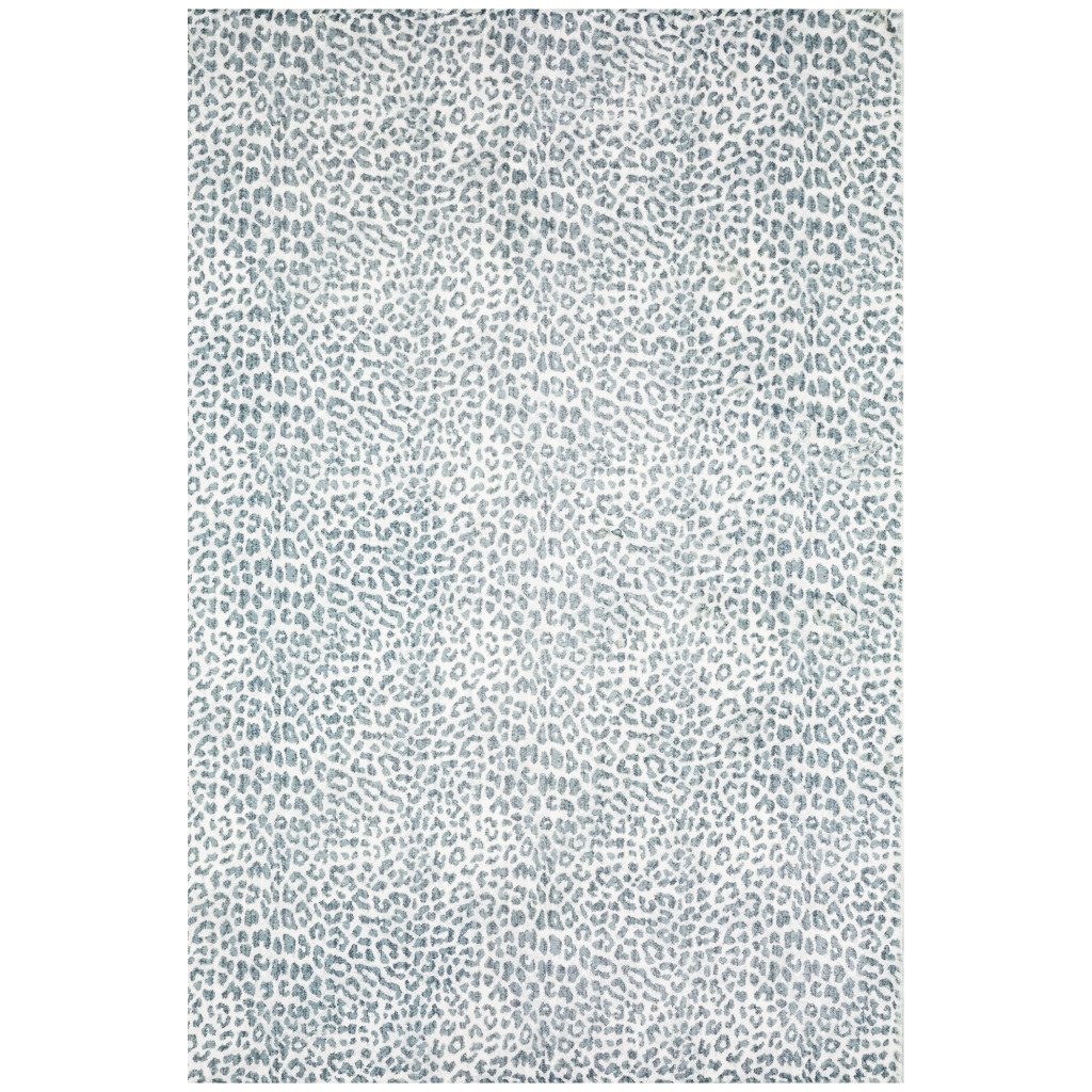 8' X 10' Grey Leopard Print Shag Handmade Non Skid Area Rug