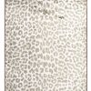 2' X 8' Beige and Cream Leopard Print Shag Handmade Non Skid Runner Rug
