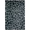 3' X 5' Black and White Croc Print Shag Handmade Non Skid Area Rug