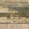 3' X 5' Teal Blue Brown Green And Beige Abstract Power Loom Stain Resistant Area Rug