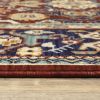 6' X 9' Red Blue Orange And Beige Oriental Power Loom Stain Resistant Area Rug With Fringe