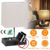 Fully Dimmable Table Lamp for Bedroom Living Room Bedside Lamp for Nightstand Dual USB Ports 2 Power Outlets LED Bulb Included