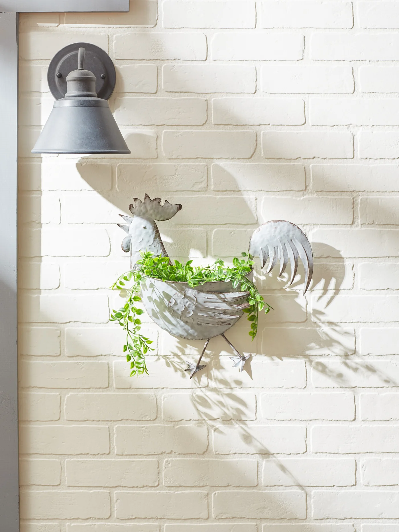 Rustic Rooster Galvanized Wall Planter - Perfect for Indoor or Outdoor Gardens