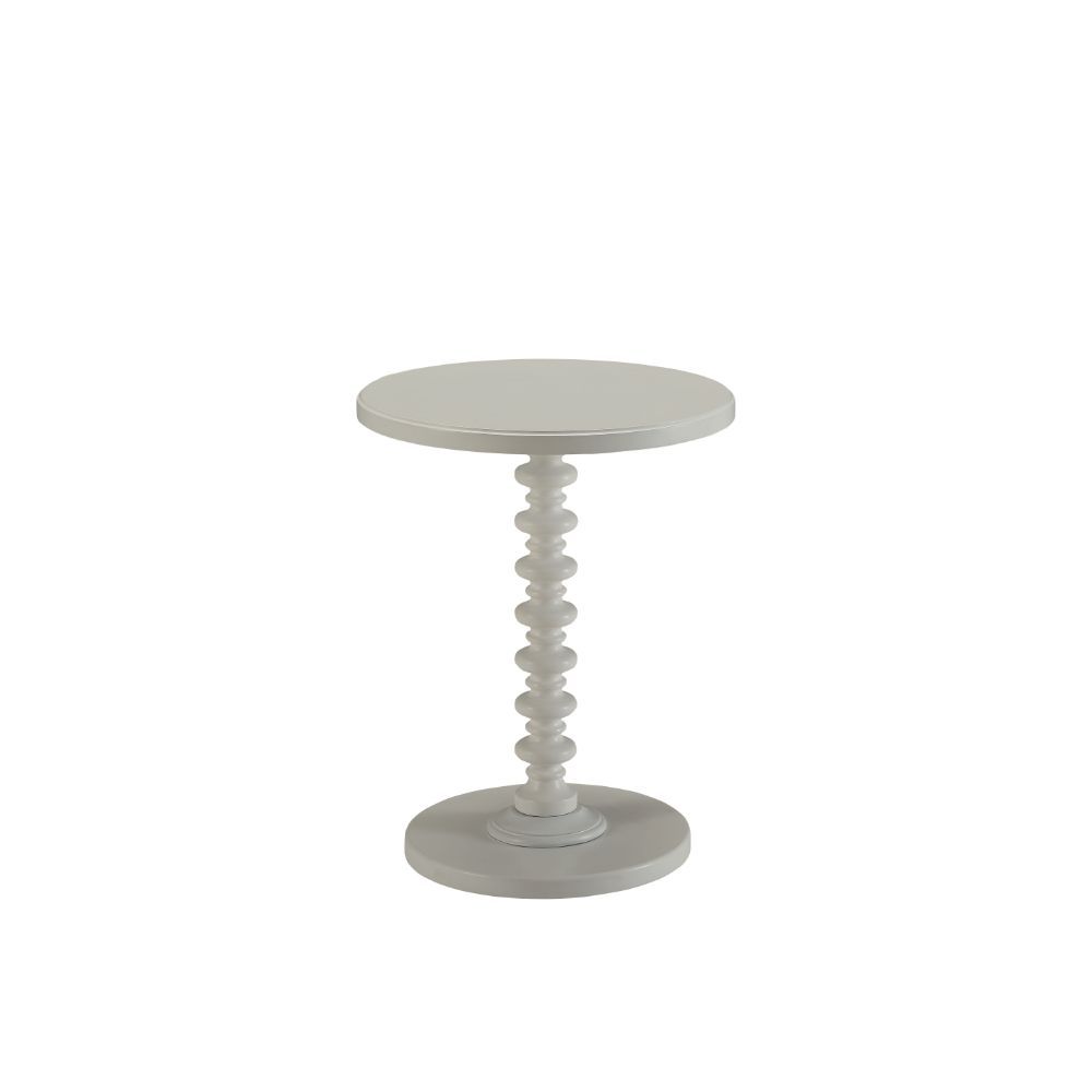 22" White Solid Wood Round End Table