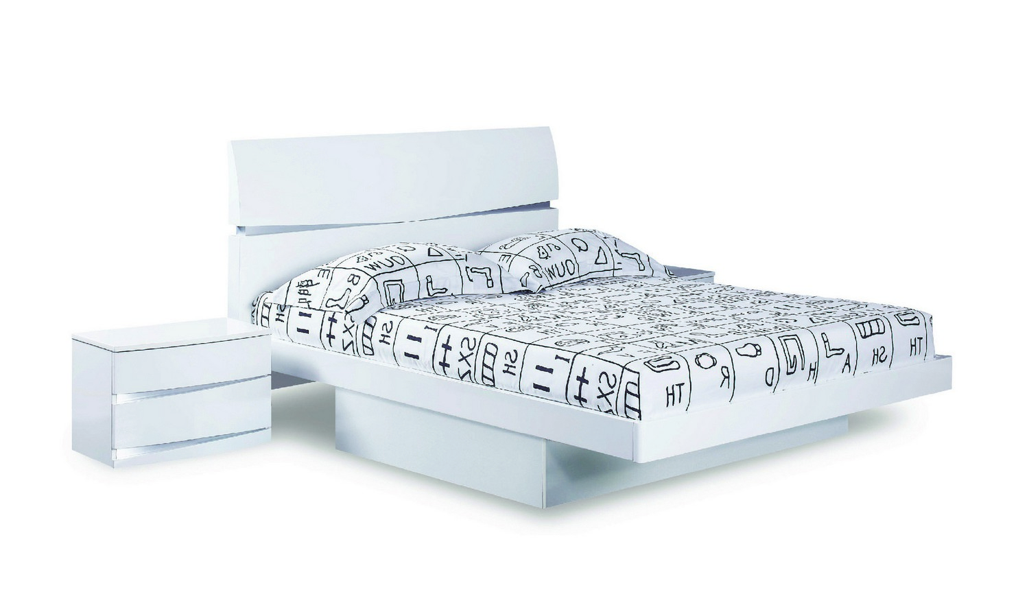 Solid Wood King White Bed
