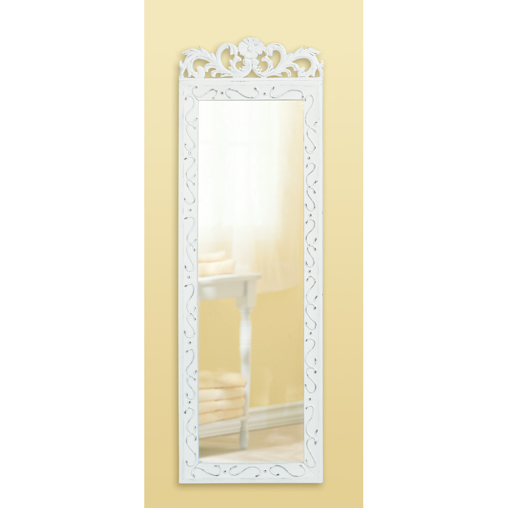 Elegant White Wood Wall Mirror for Home Decor