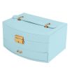 2-Layer Jewelry Box for Women Girls Lockable Leather Jewelry Organizer Jewelry Travel Case for Rings Earrings Necklaces Bracelets
